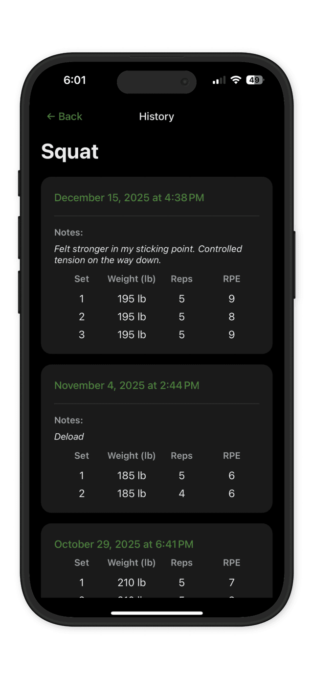 Echo Trainer Workout History